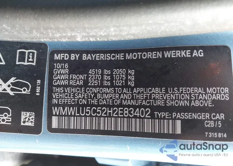 2017 Mini Clubman Cooper S z USA, uszkodzony, nr VIN WMWLU5C52H2E83402